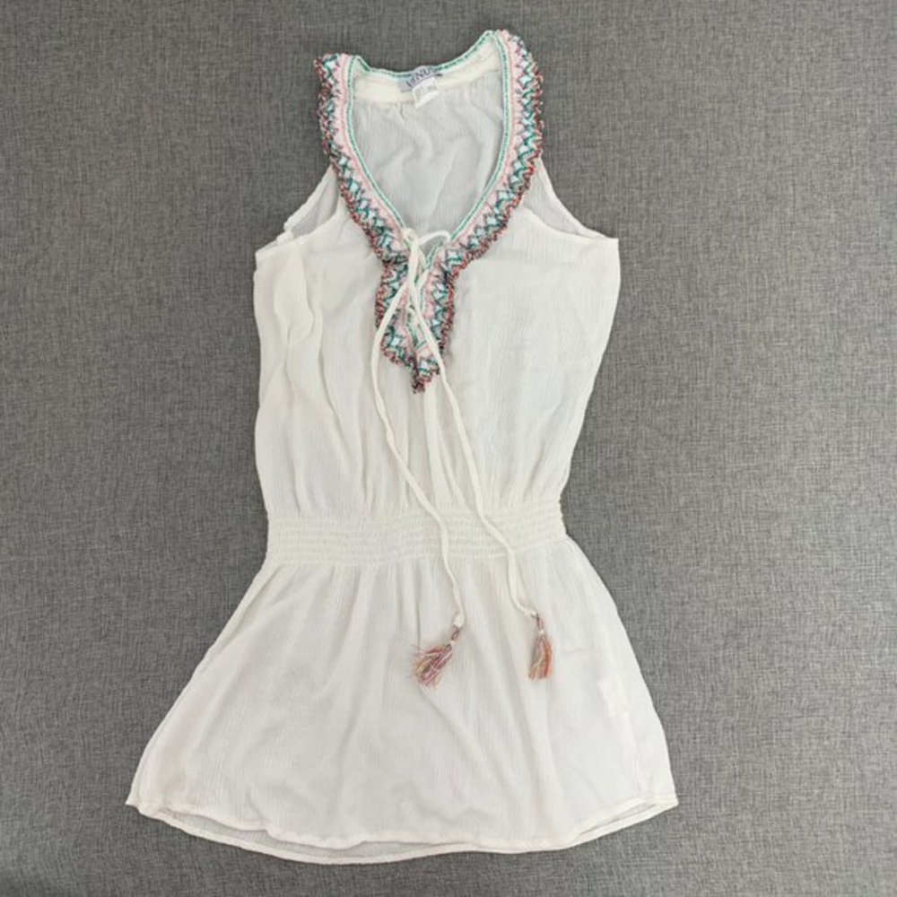 VENUS Boho Peplum Top Sleeveless Rayon Medium‎ Tassel Crochet Scoop Neckline